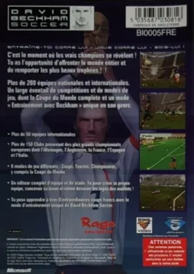 David Beckham Soccer (Europe) box cover back